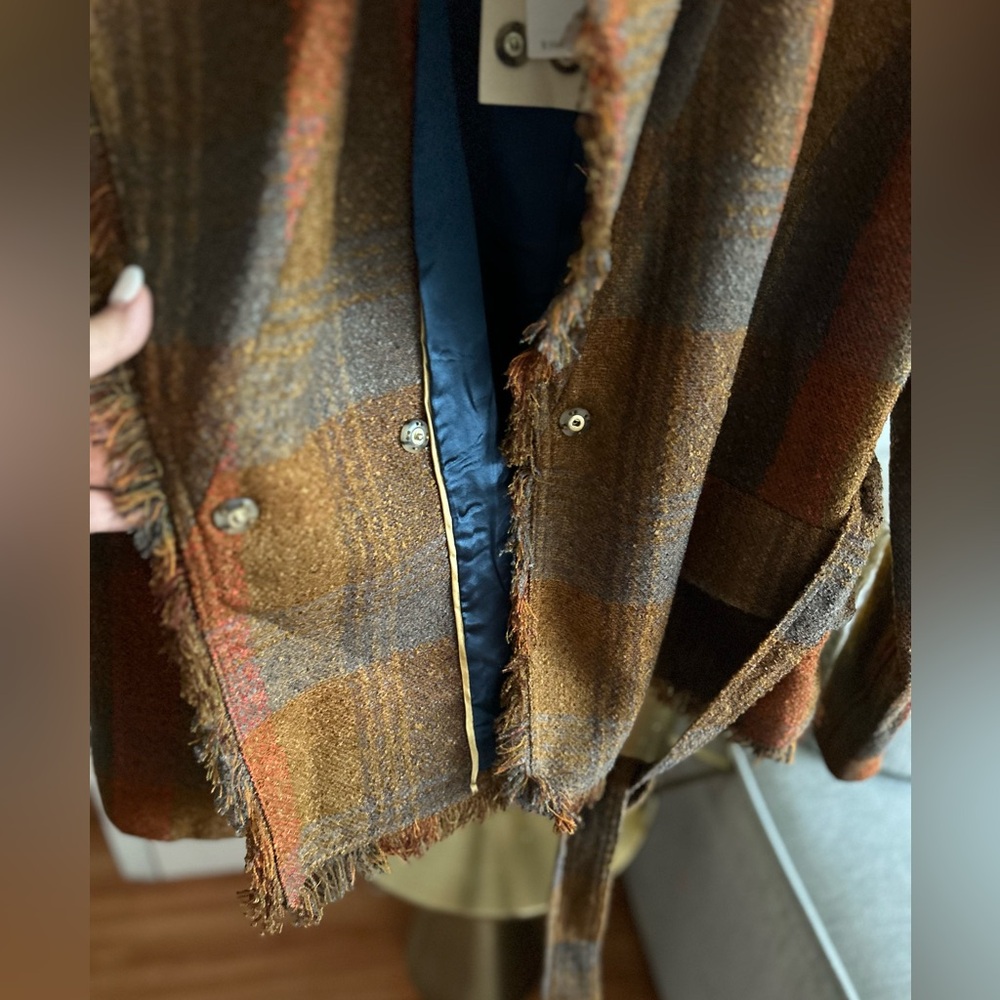 Anthropologie Cartonnier Plaid Preppy Brown Academia Fringed Tweed Blazer 14 - Picture 10 of 15